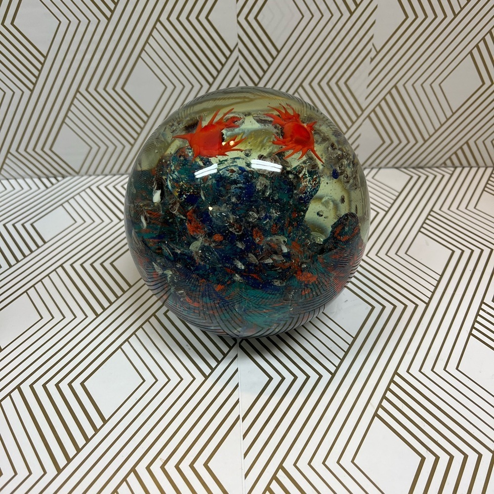 Large Underwater Scene with Crabs Paperweight Art Glass